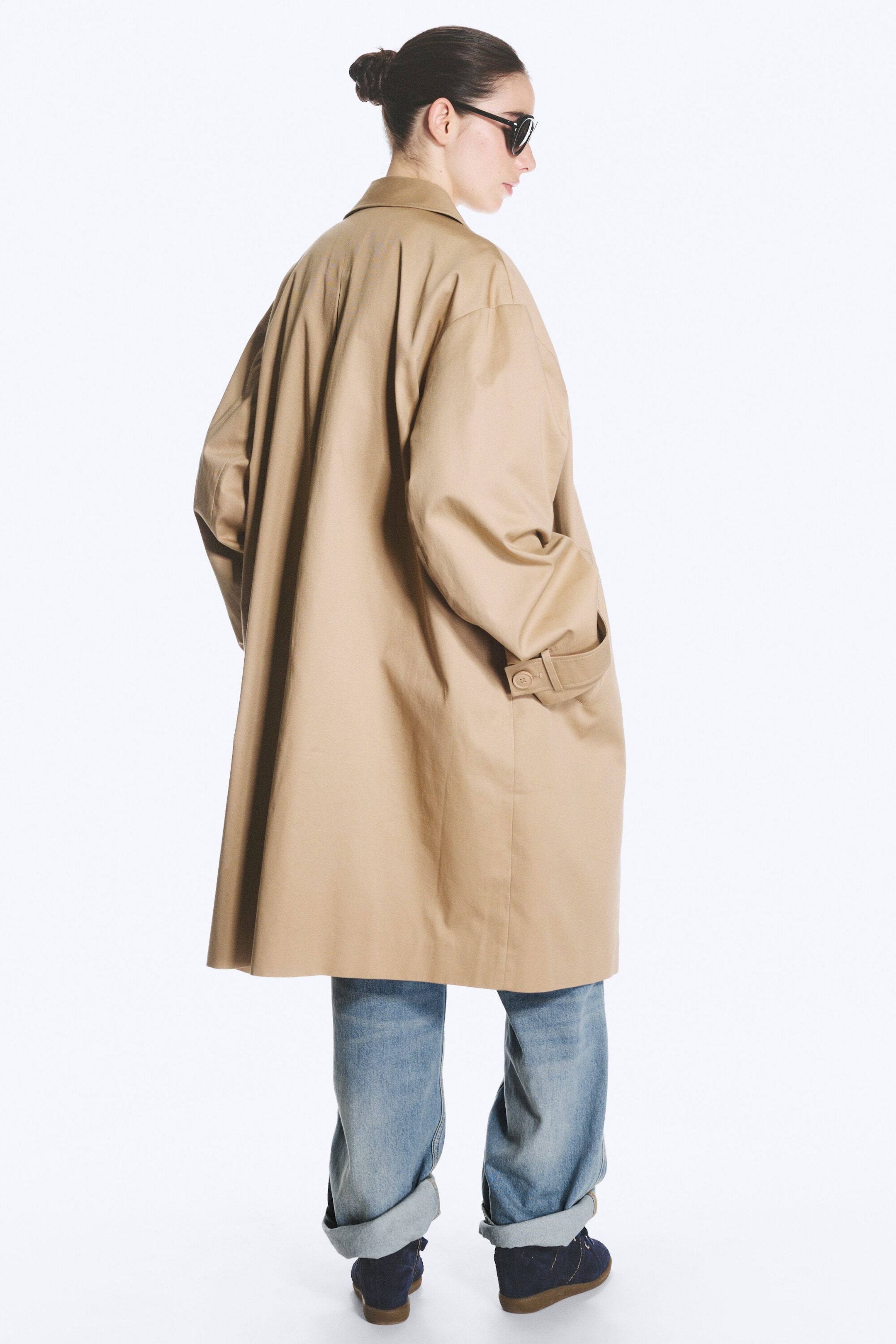 Beige - Relaxed Single-Breasted Car Coat - 3
