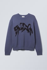 Bleu cendré Erazer - Pull graphique Fabian - 0