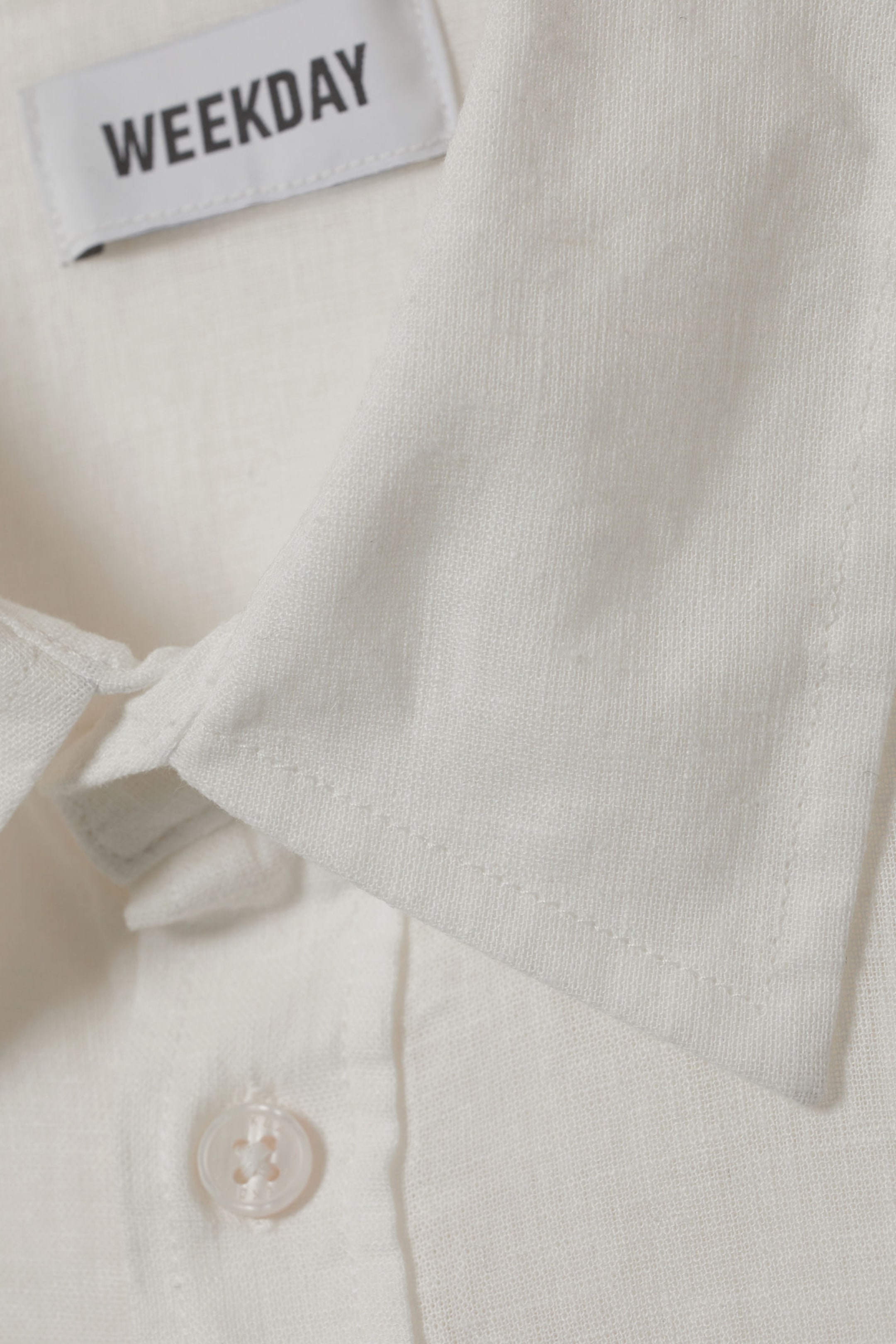 Dusty White - Oversized Boxy Linen Blend Shirt - 1