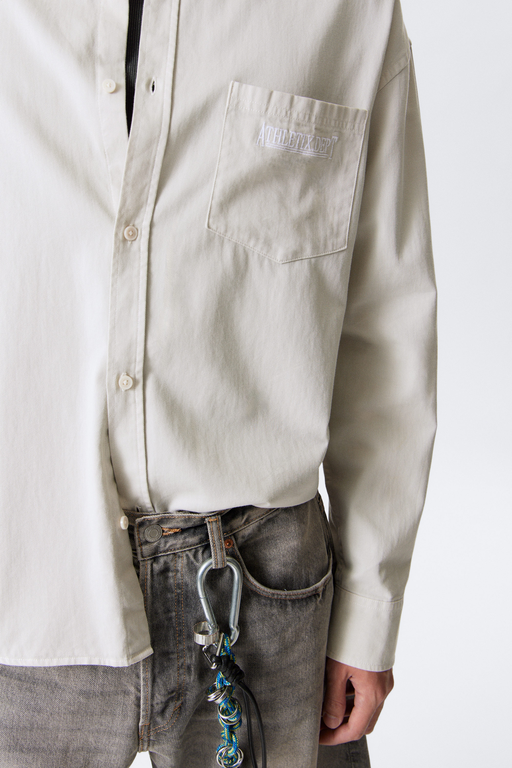 Beige - Embroidered Oversized Cotton Shirt - 2