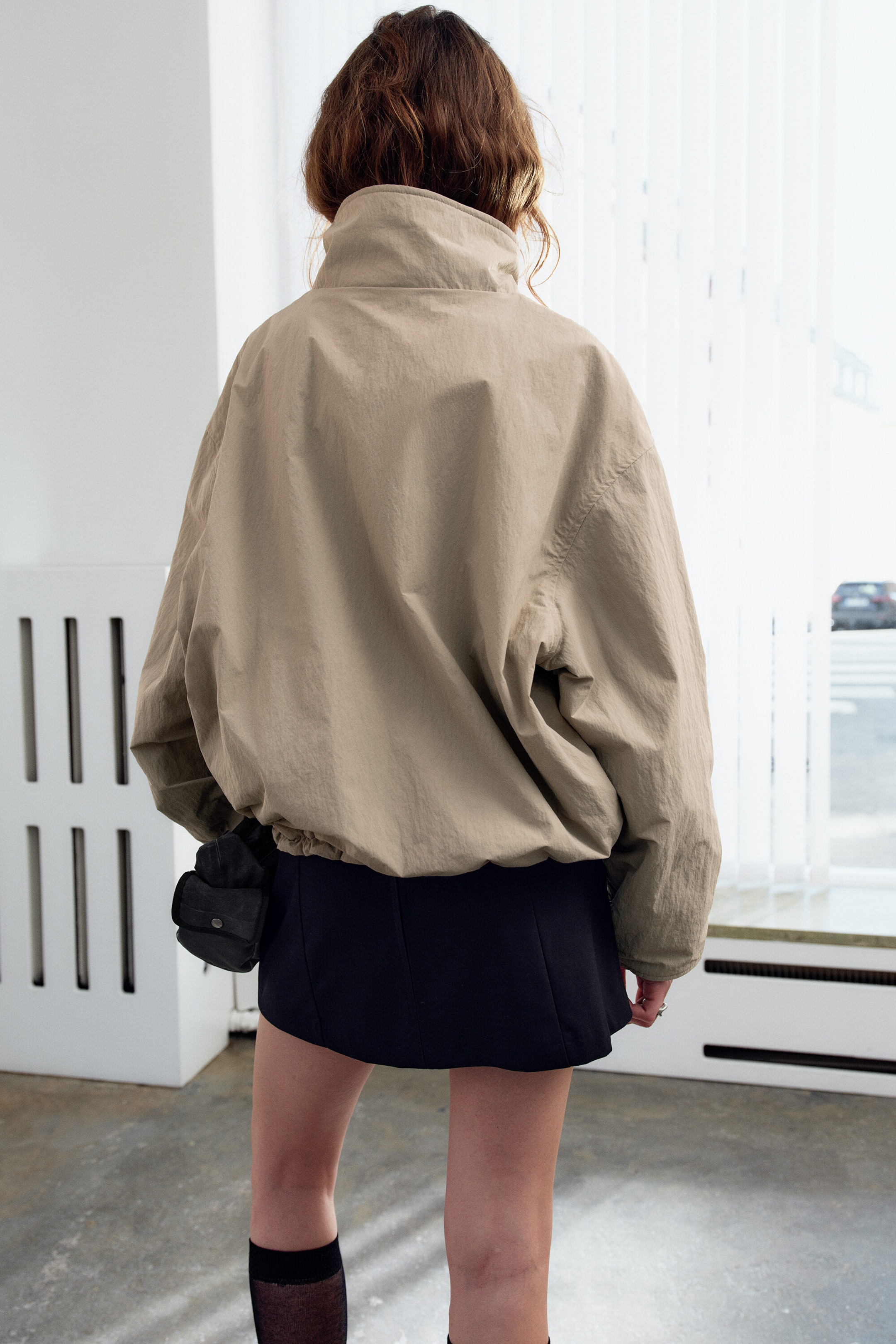 Beige poudré - Veste nylon oversize - 3
