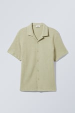 Vert clair poudré - Chemise décontractée en coton éponge - 0