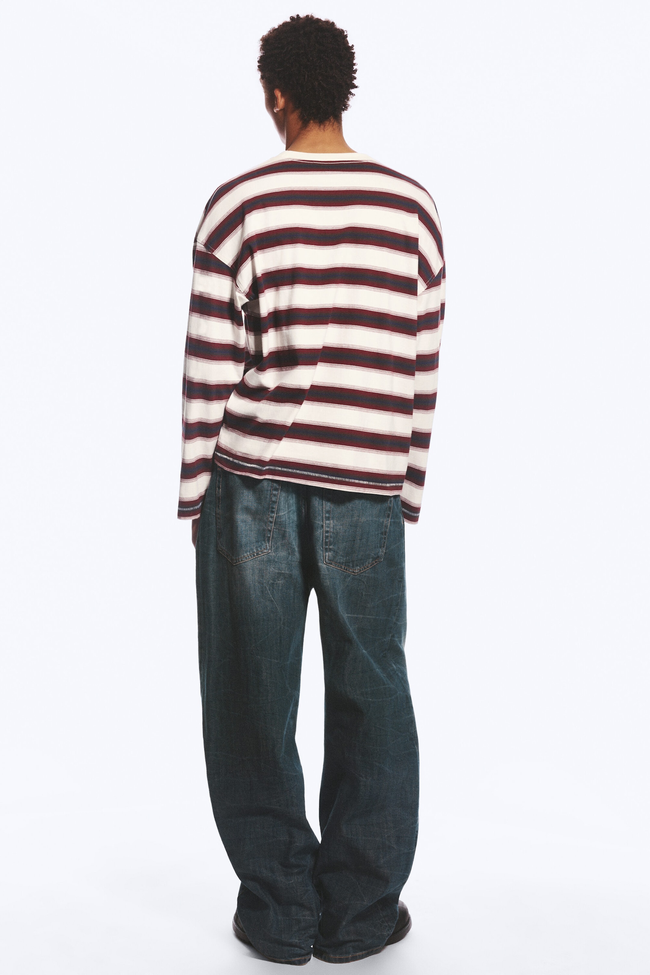 Off-white/Red/Blue Stripe - Oversized Graphic Long-sleeve - 6