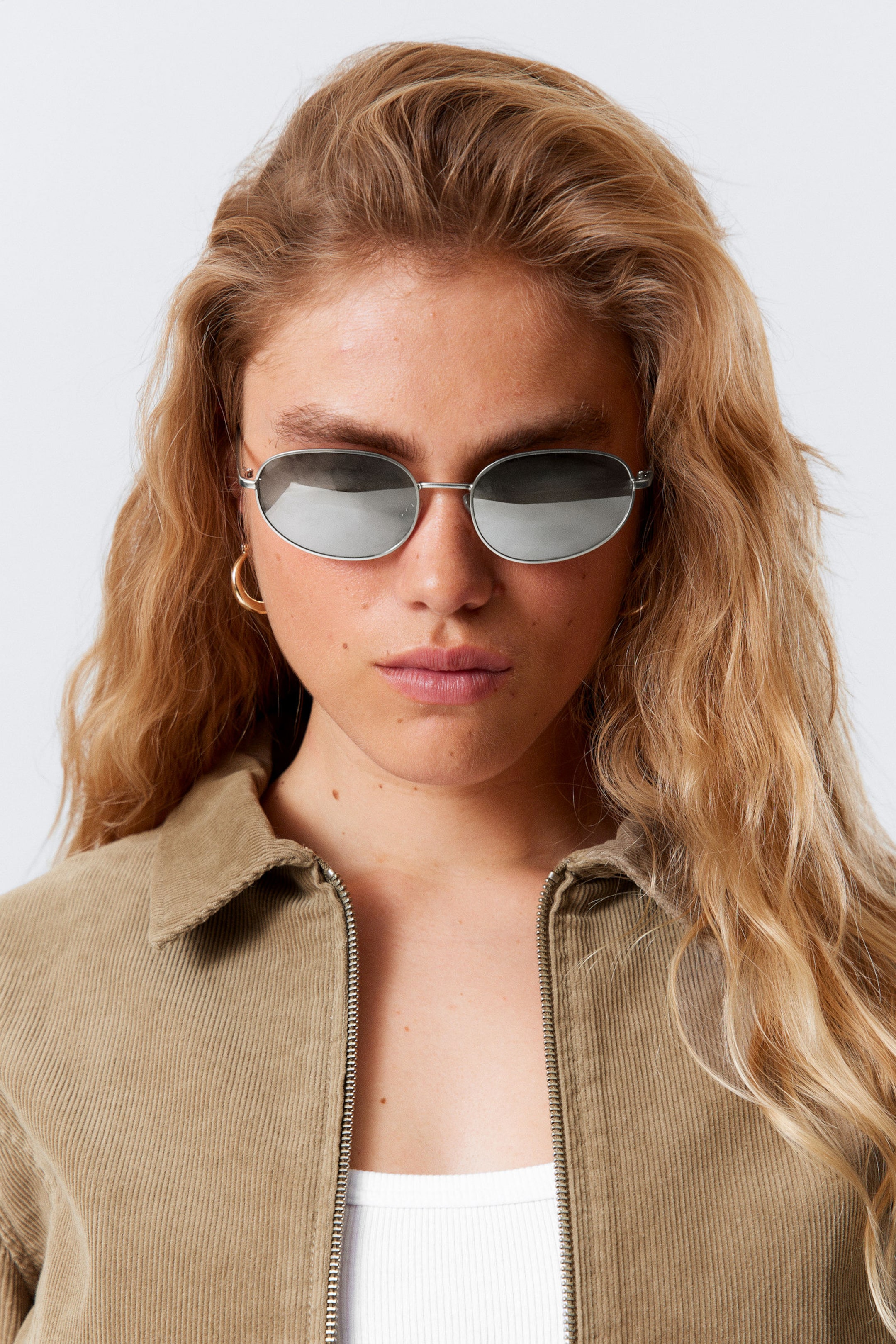 #ABAAAA - Unisex-zonnebril met minimaal ovaal metalen montuur - 1
