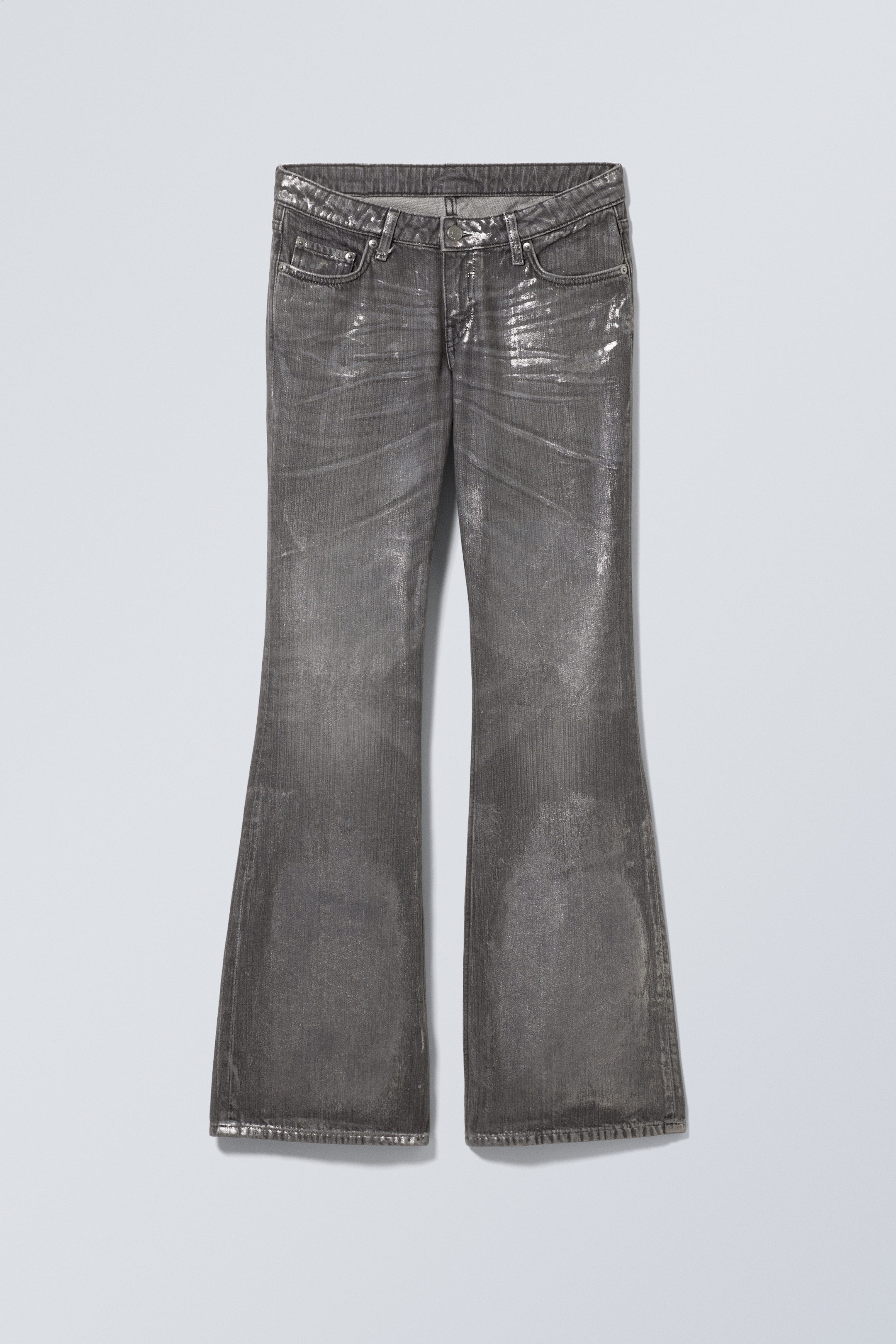 Metal Grey - Nova Foil Low Slim Bootcut Jeans - 0