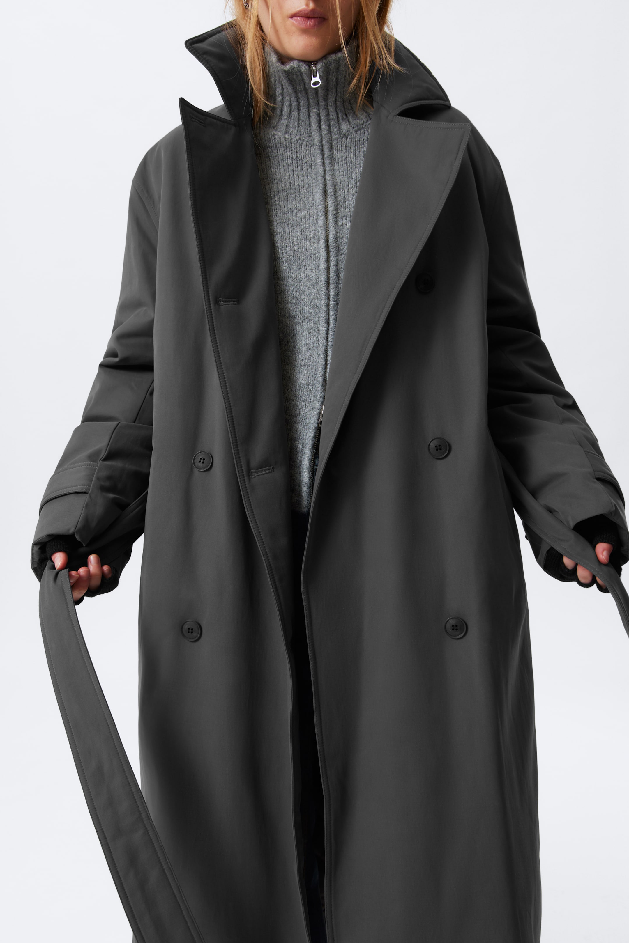 Agrandir l'image: TRENCH-COAT OVERSIZE REMPLI - Gris foncé - FEMME | H&M FR 3