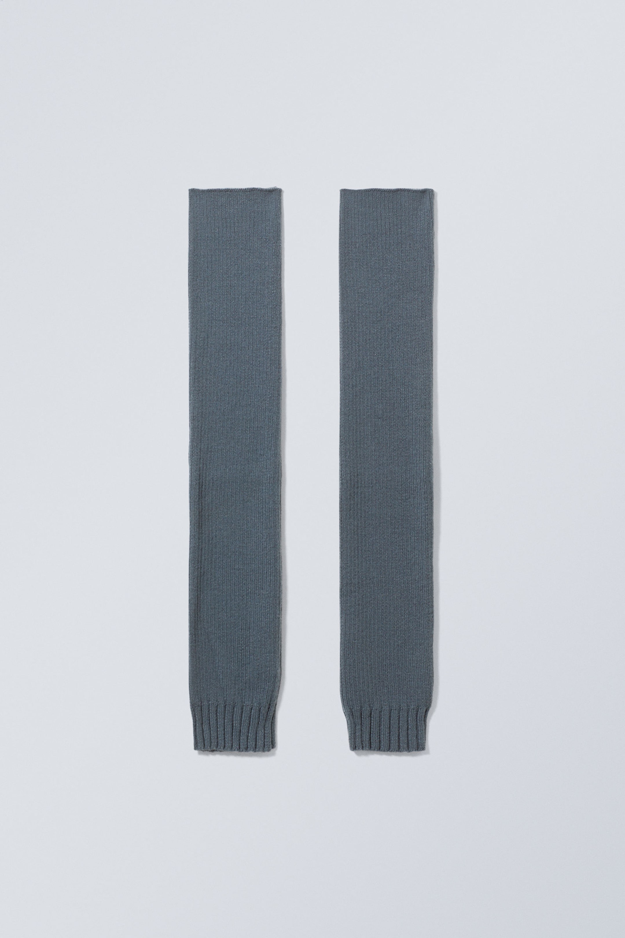 Taubenblau - Rippstrick-Stulpen - 0