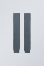 Taubenblau - Rippstrick-Stulpen - 0