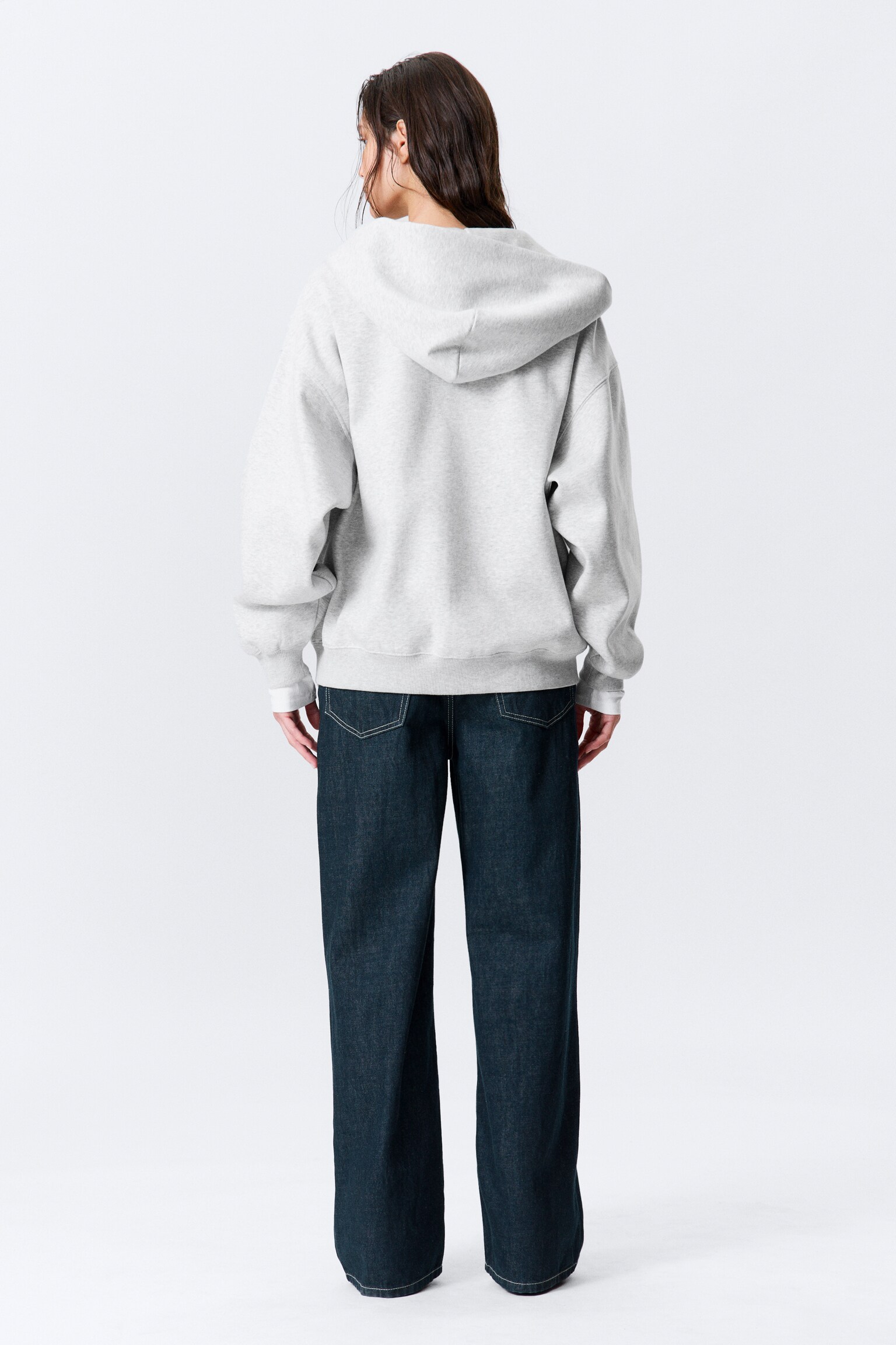 Oversized-Hoodie mit Reißverschluss - Grau meliert/Schwarz - 4