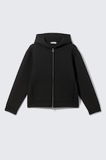 Svart - Strukturerad scuba-hoodie med dragkedja - 3