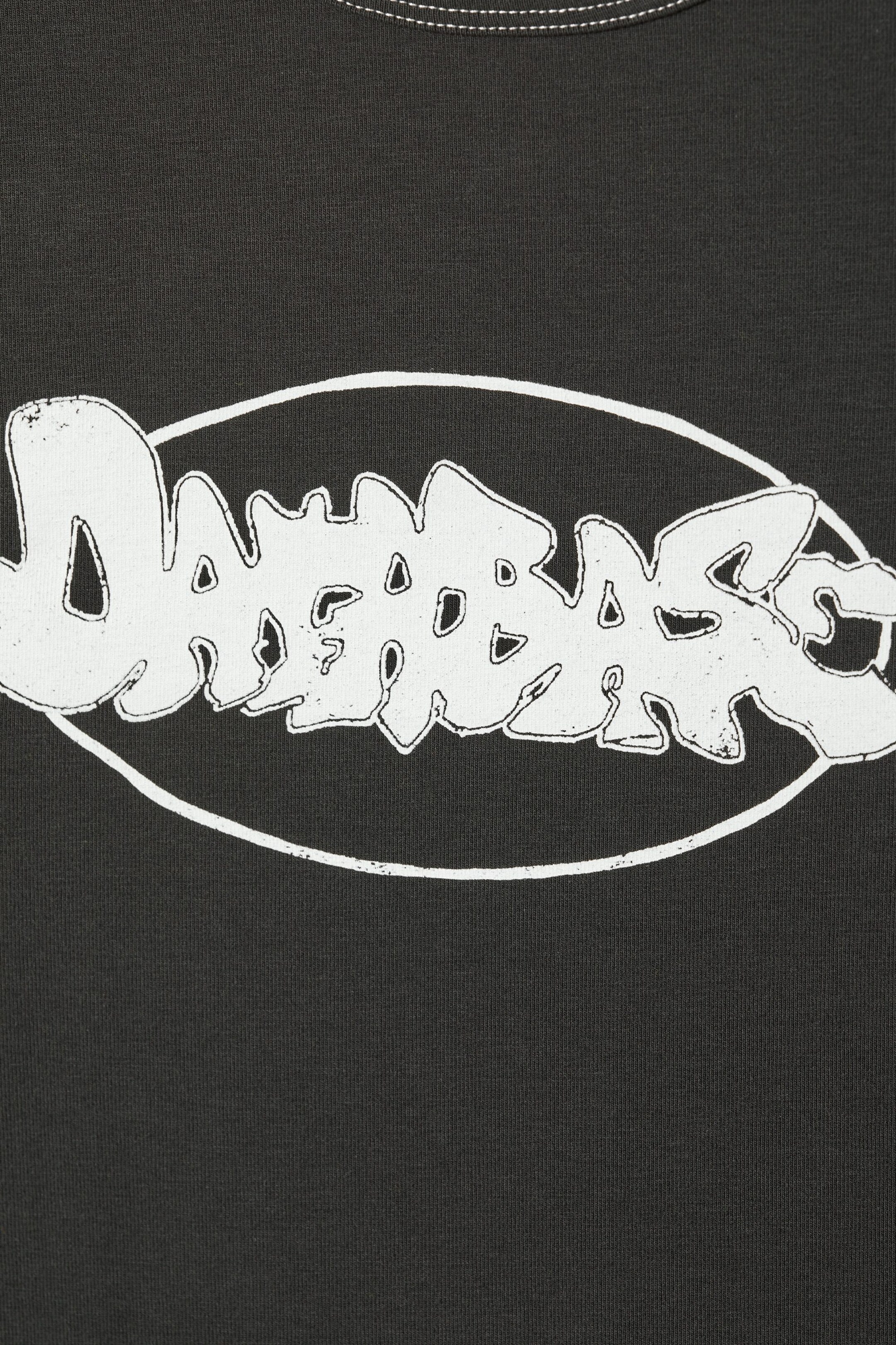 Dunkelgrau - Kurzes Langarmtop Mind mit Print - 1