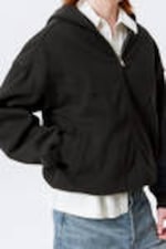 Black - Round Oversized Zip Hoodie - 2