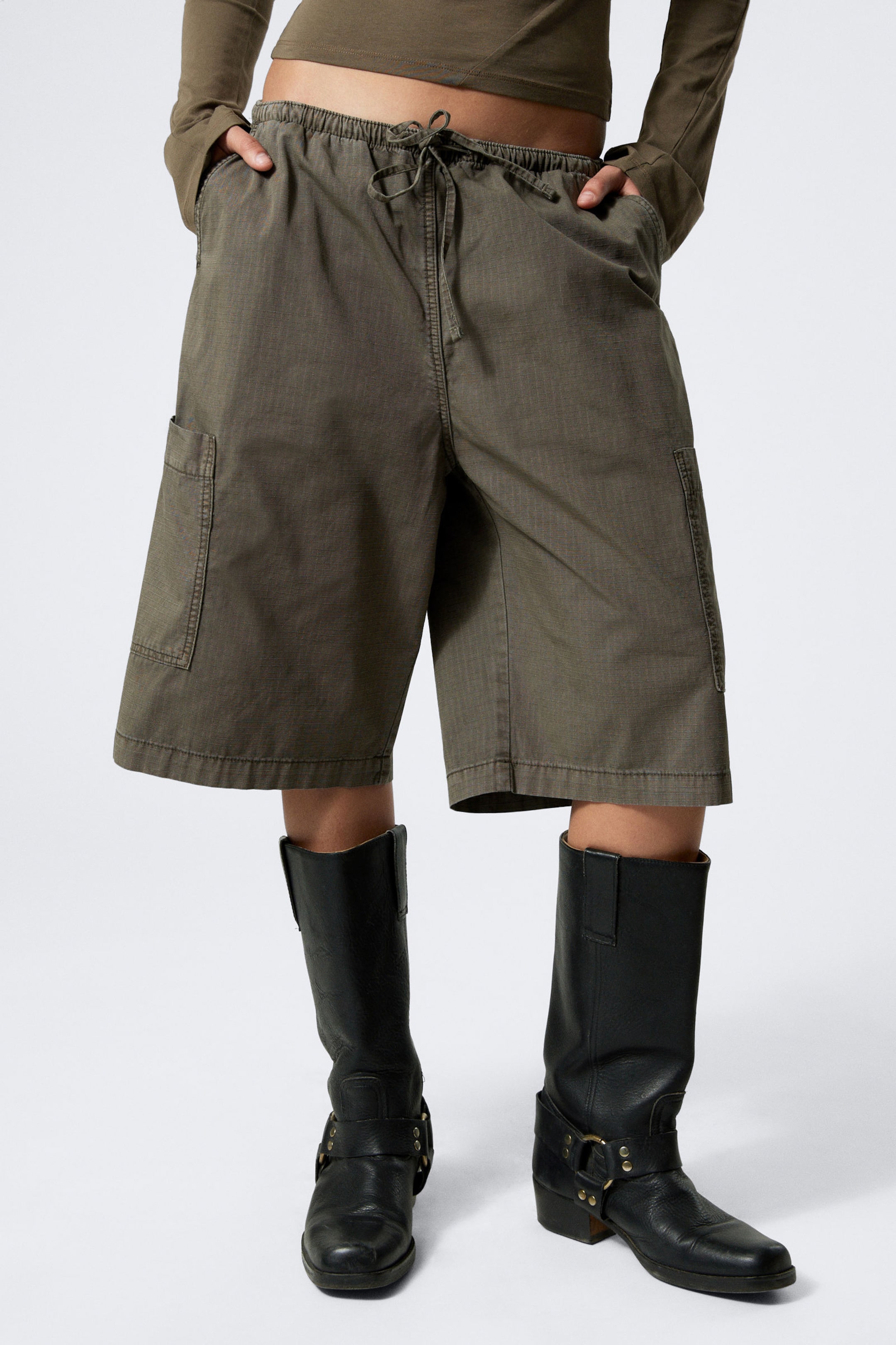 #58534F - Locker geschnittene Ripstop-Cargo-Shorts - 2