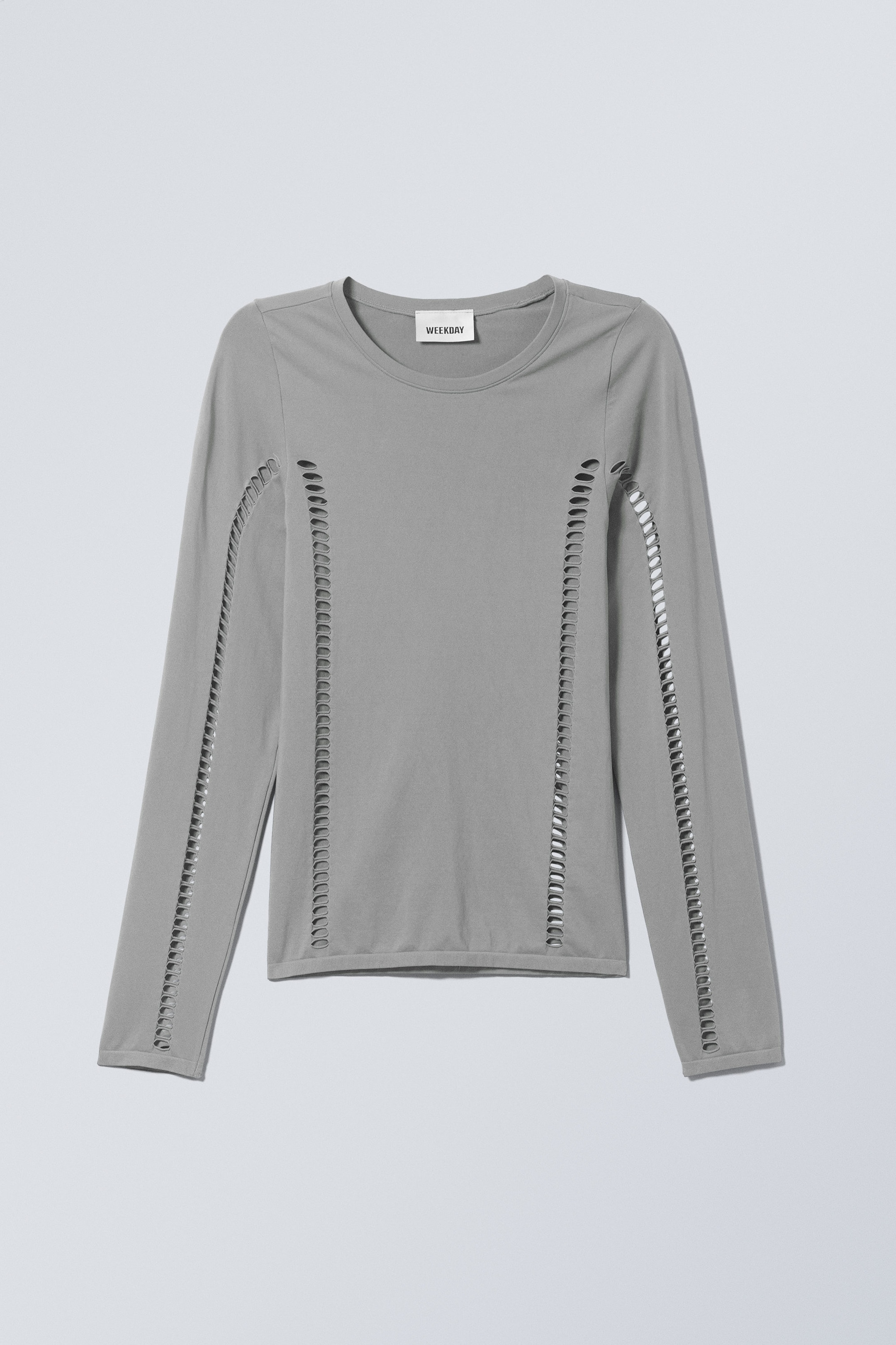 Grau - Cut-out-Oberteil Rachel mit langen Ärmeln - 0