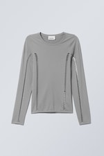 Grau - Cut-out-Oberteil Rachel mit langen Ärmeln - 0