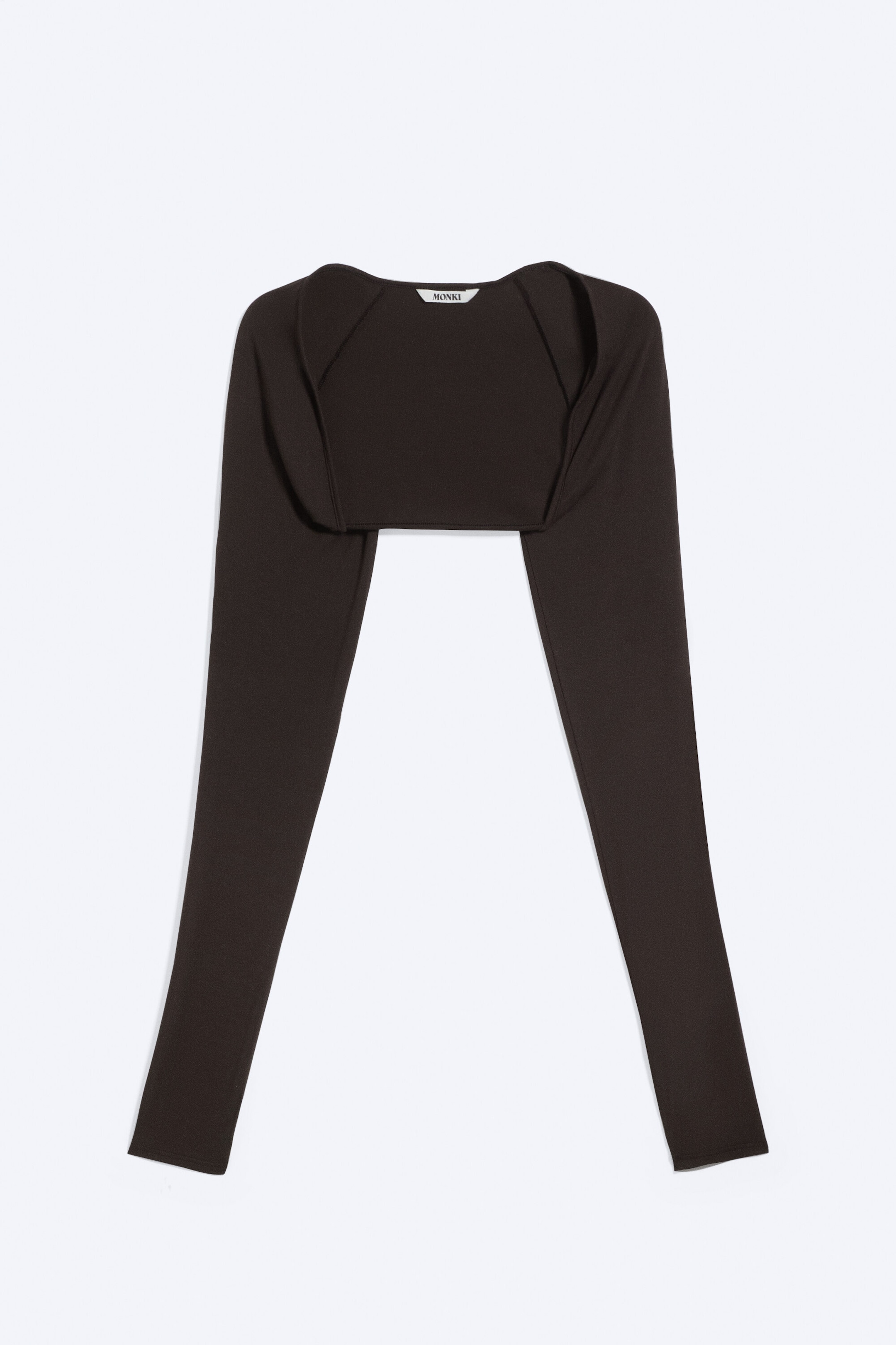 Mørkebrun - Figurnær jerseybolero - 4