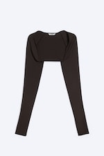 Mørkebrun - Figurnær jerseybolero - 4