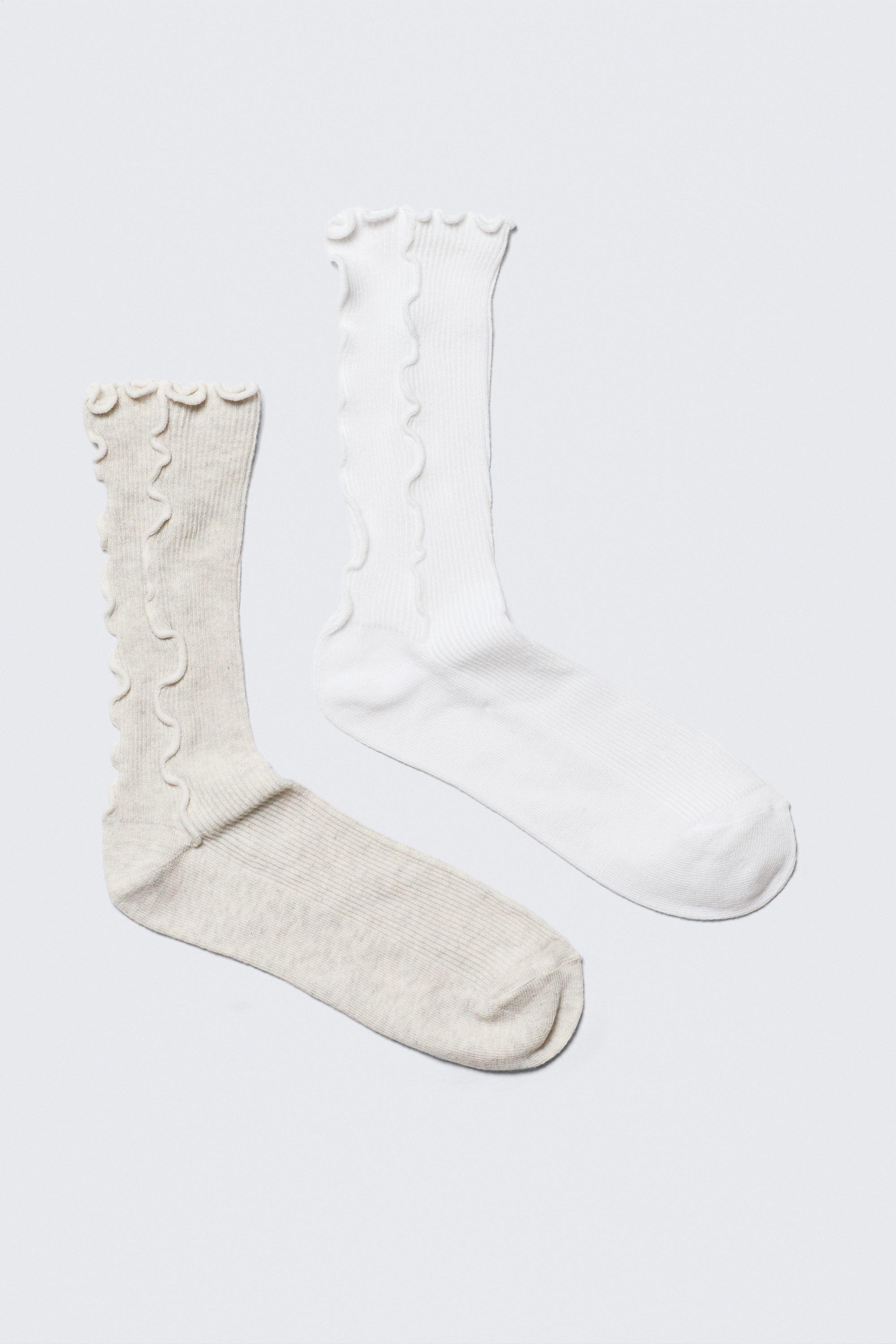 Staubgrau & Weiß - 2er-Pack Reverse-Crew-Socken