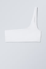 Weiß - Asymmetrisches One-Shoulder-Bikinioberteil - 0
