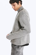 White/Black - Relaxed wool-blend cardigan - 0