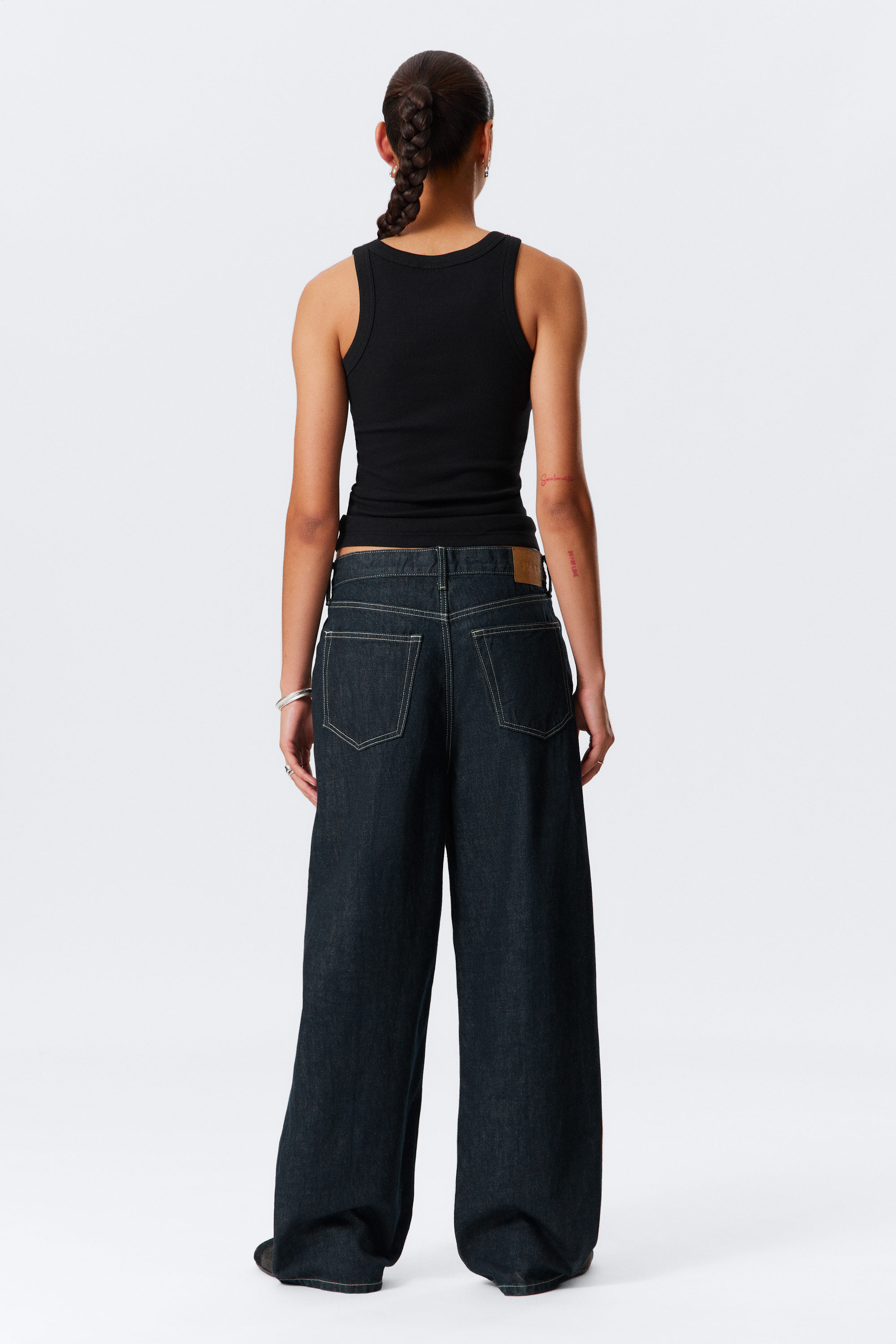 Blue Rinse - Dark Blue - Dynasty Low Rise Loose Wide Leg Jeans - 4