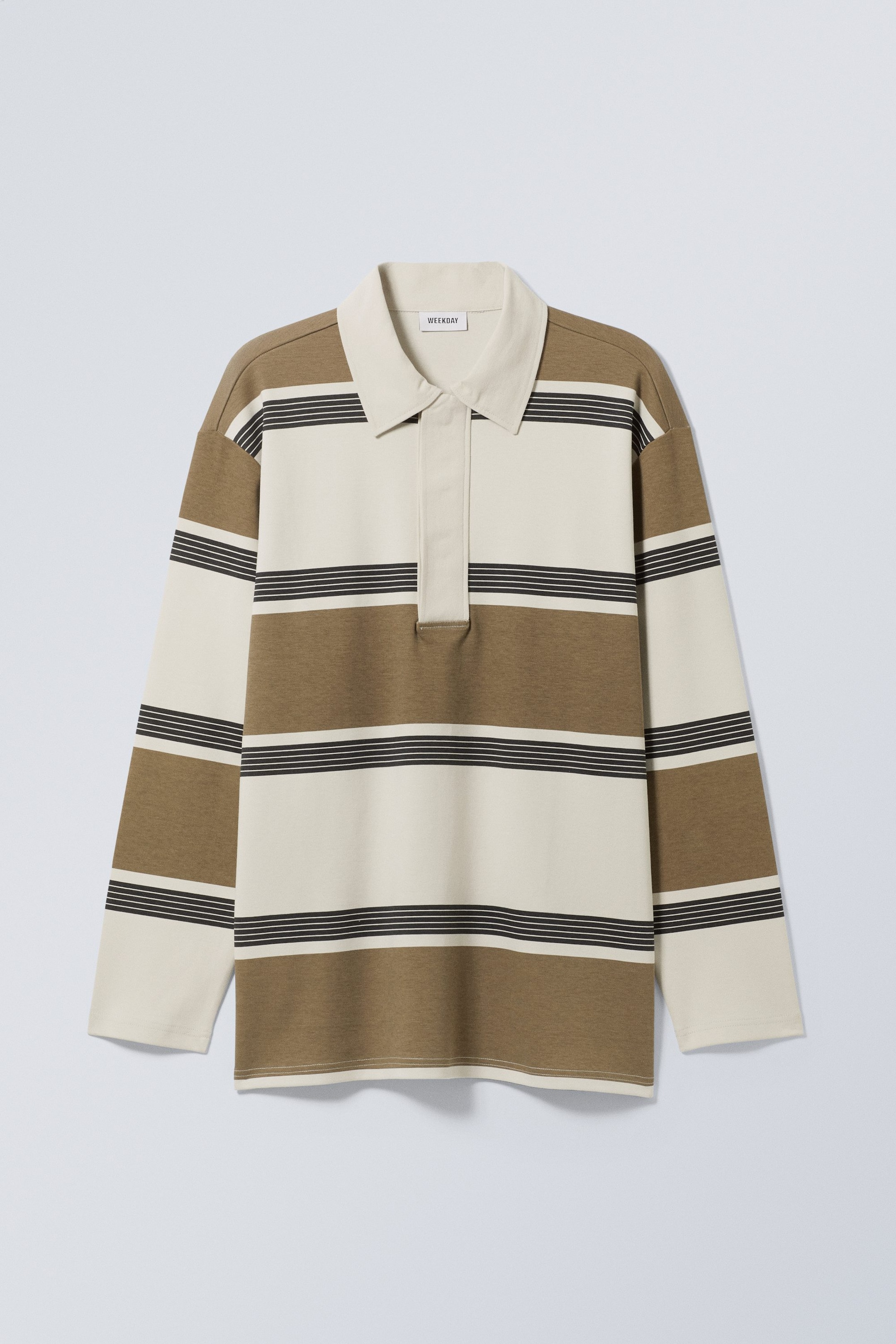 Randig/Kaki - Pascal Oversized Polo Shirt - 0