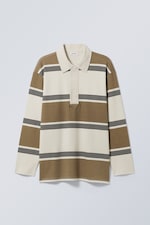 Randig/Kaki - Pascal Oversized Polo Shirt - 0