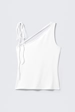 Weiß - Schmal geschnittenes One-Shoulder-Tanktop - 0