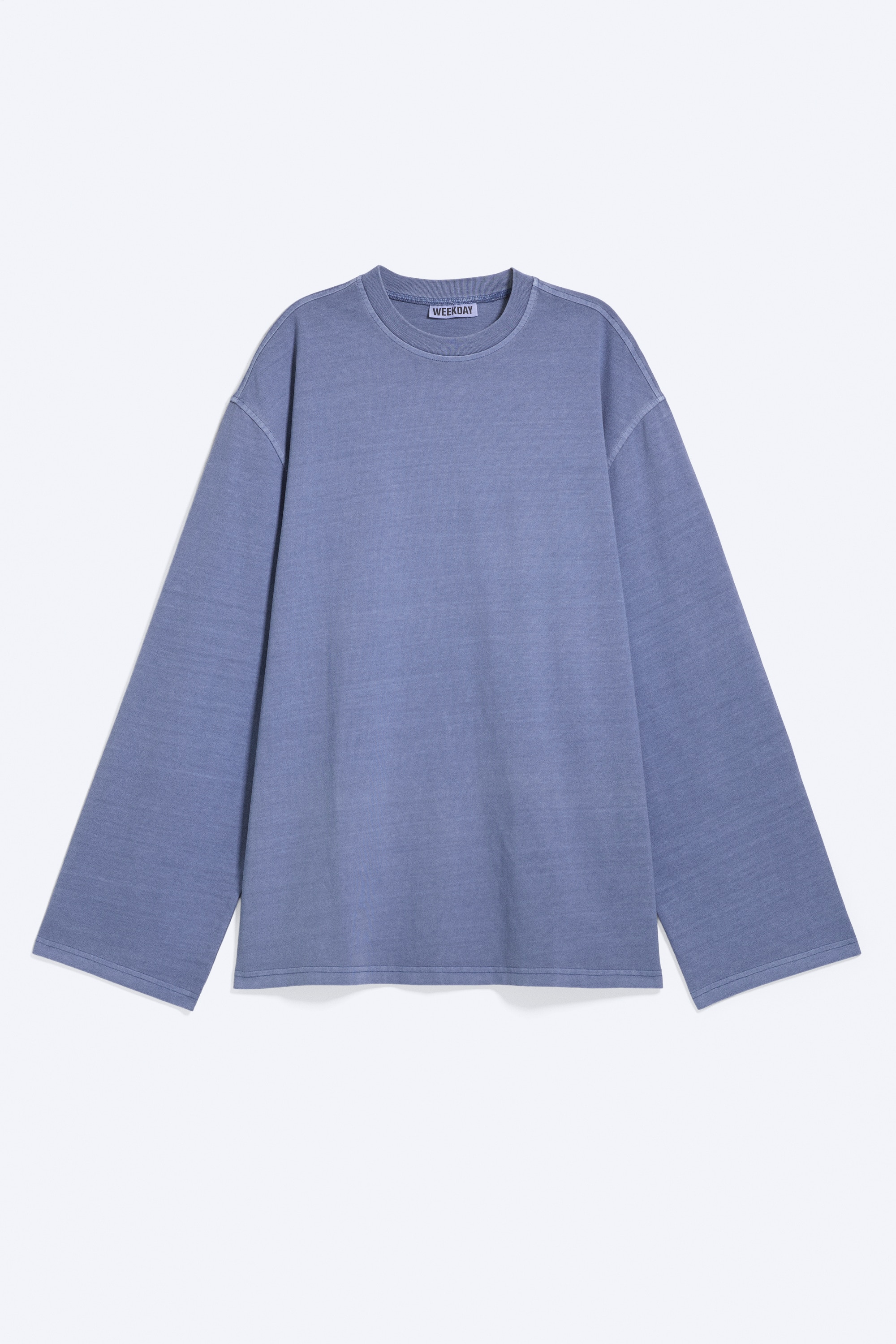 Oversized-T-Shirt mit langen Ärmeln - Verwaschenes Taubenblau