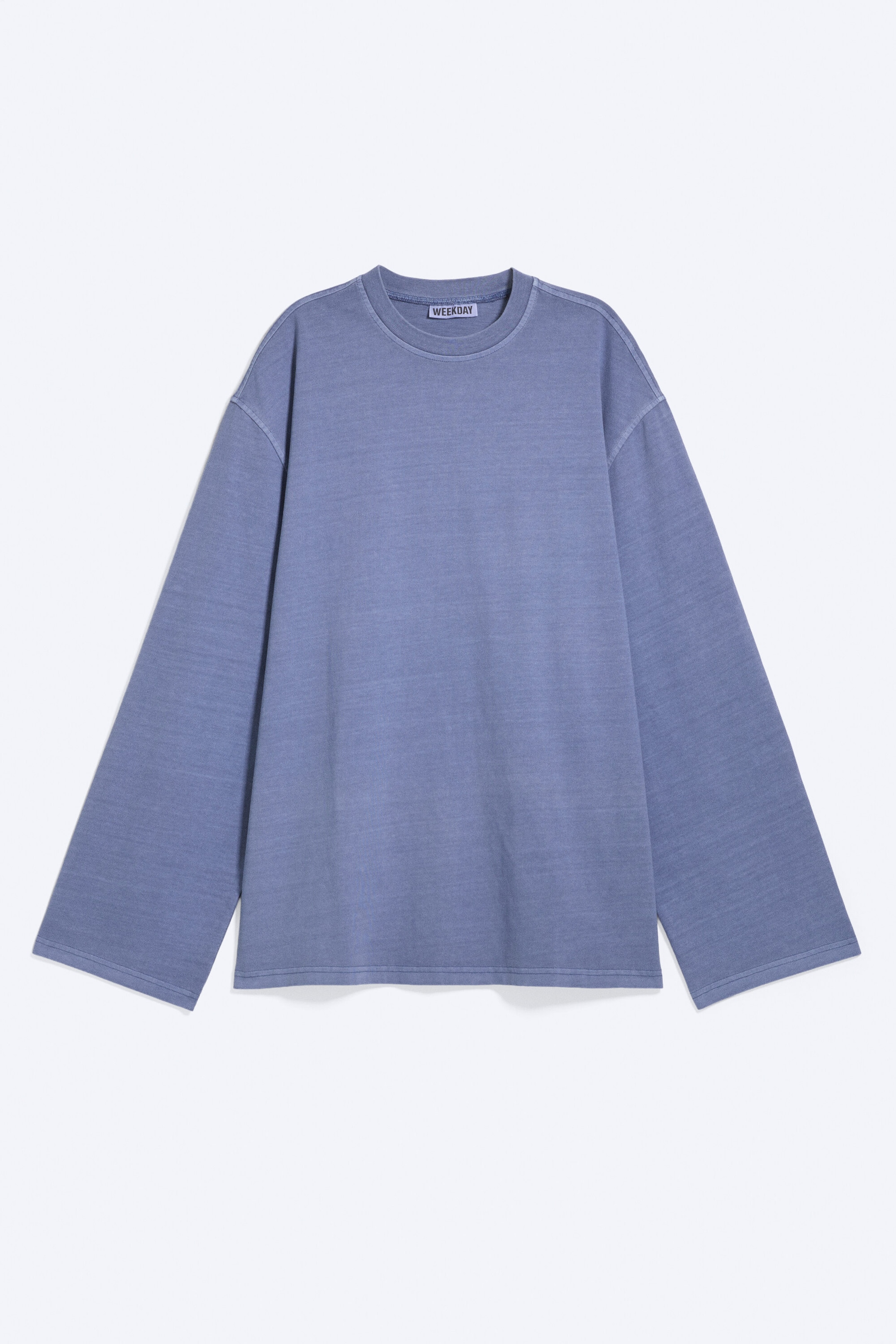 Verwaschenes Taubenblau - Oversized-T-Shirt mit langen Ärmeln - 3