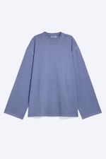 Verwaschenes Taubenblau - Oversized-T-Shirt mit langen Ärmeln - 3