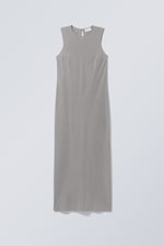 Grau - Langes ärmelloses Kleid Hanna - 0