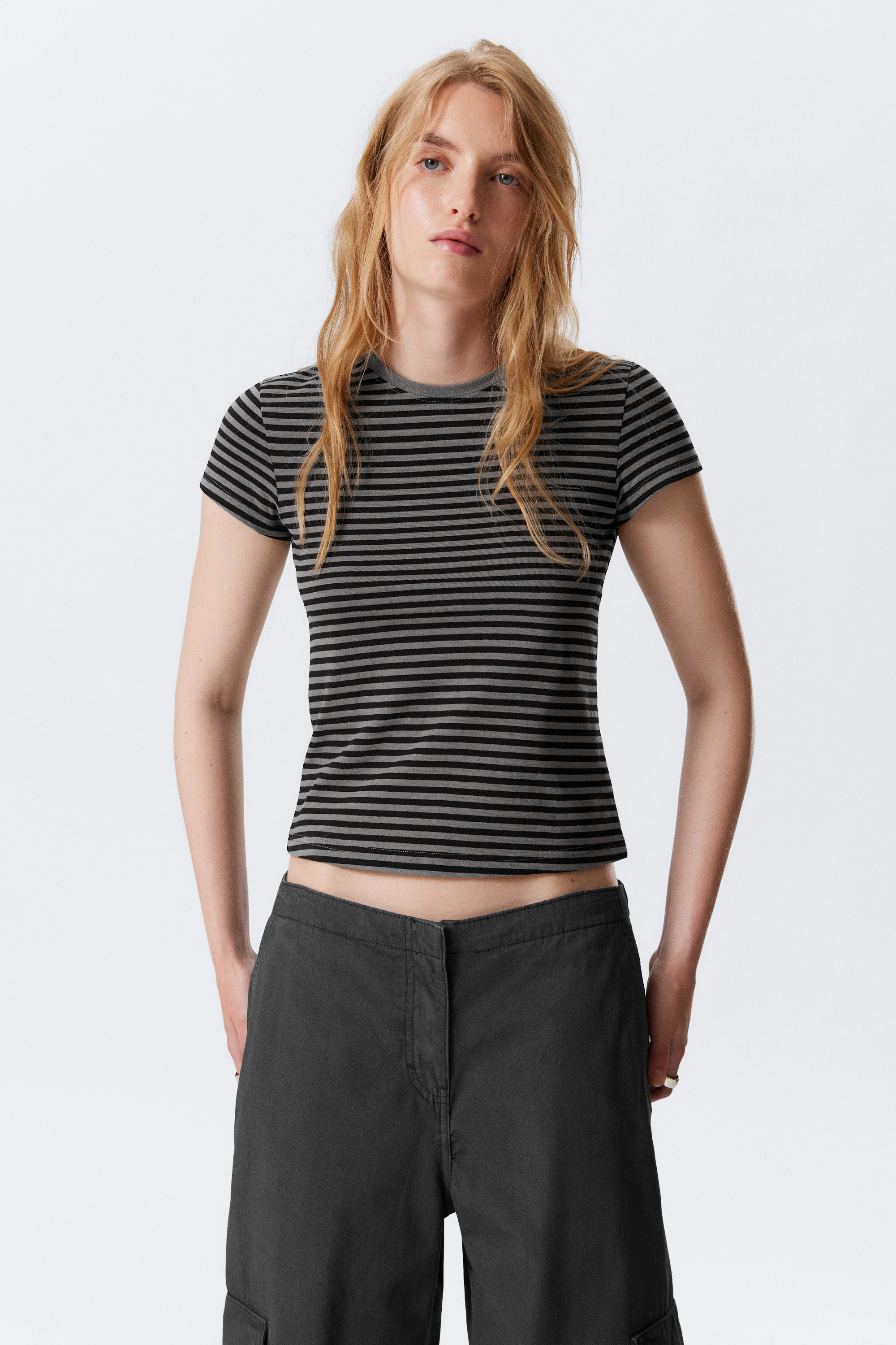 Dusty Grey - Slim Short-Sleeved Cotton T-shirt - 1