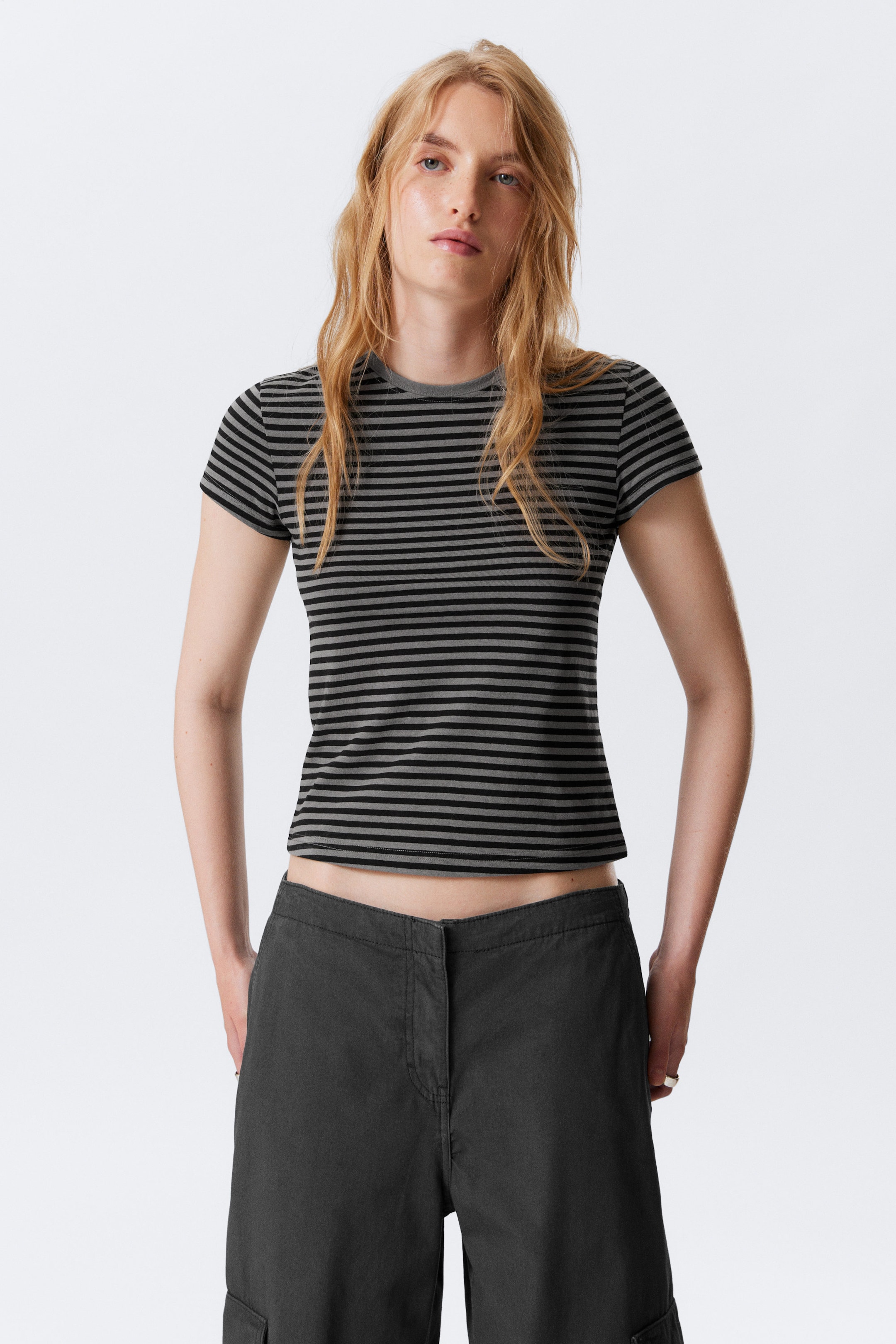 Dusty Grey - Slim Short-Sleeved Cotton T-shirt - 1