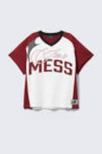 Dark Red & White - I'M A MESS - CM x LB Short-Sleeved Unisex Football T-shirt - 7