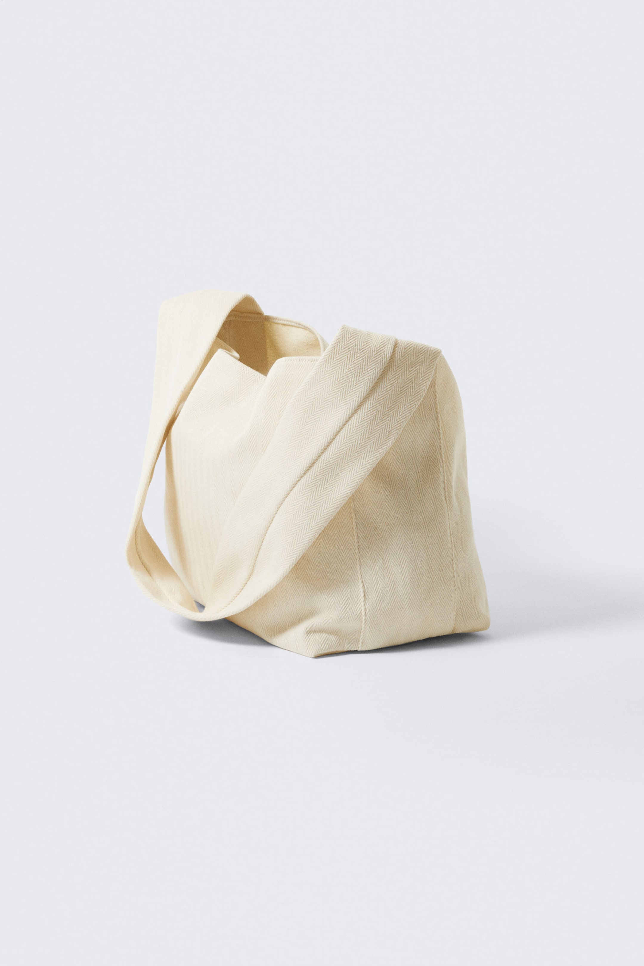 Light Beige - Soft Canvas Shoulder Bag - 2