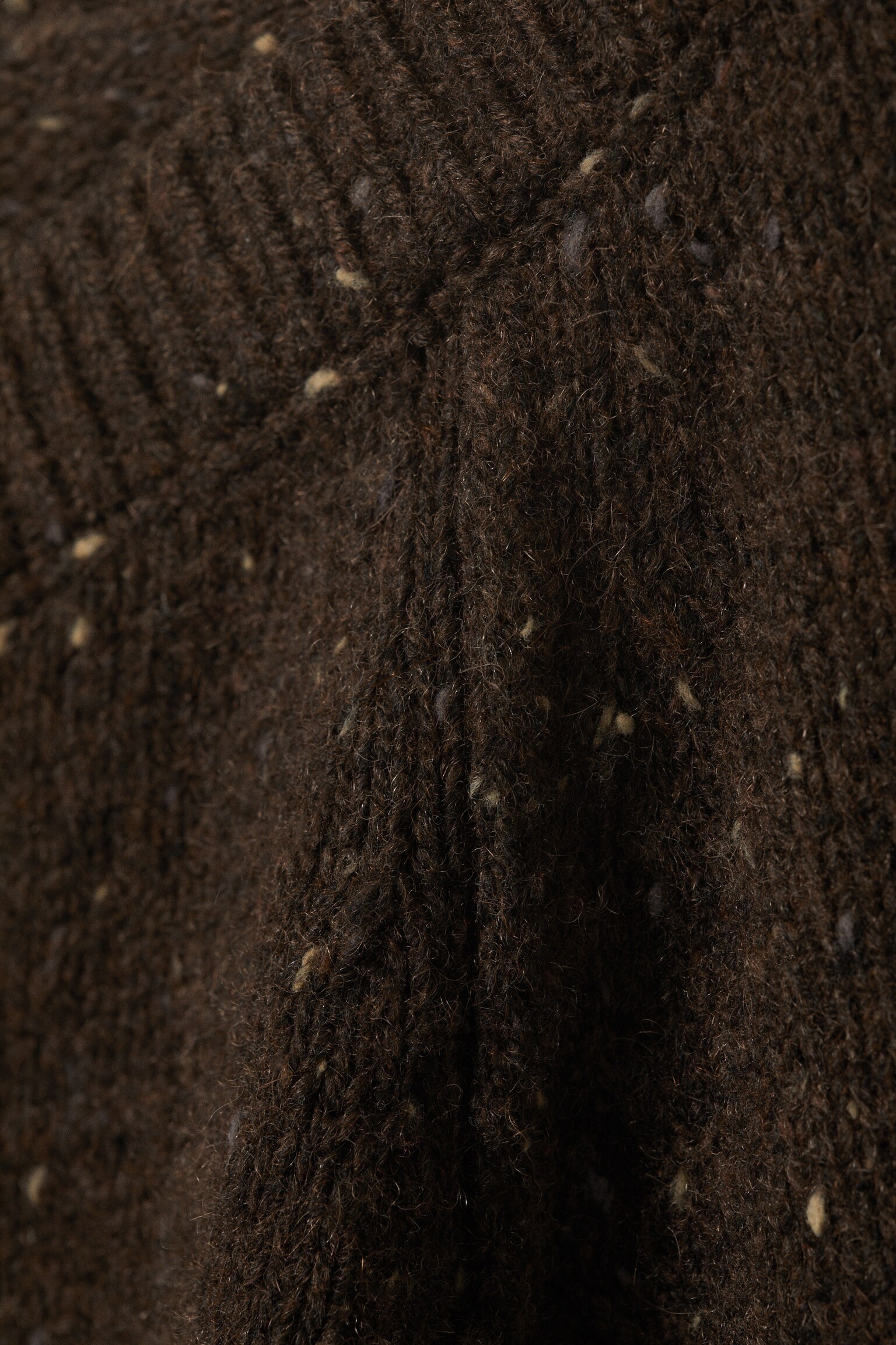 Nepped Knitted Wool-Blend Cardigan - Dark Brown Melange/Grey Melange - 5