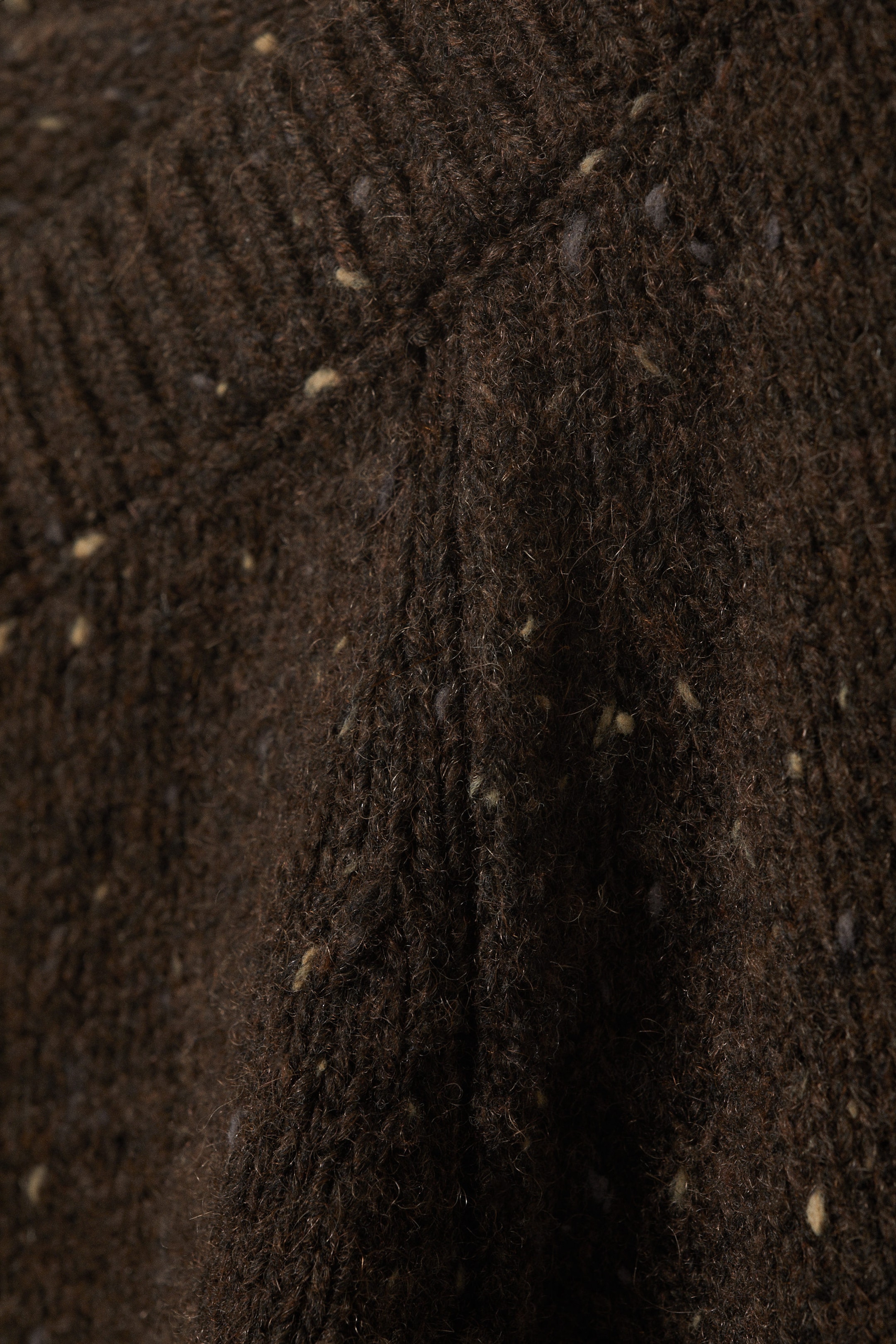 Dark Brown Melange - Nepped Knitted Wool-Blend Cardigan - 4