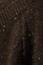 Dark Brown Melange - Nepped Knitted Wool-Blend Cardigan - 4