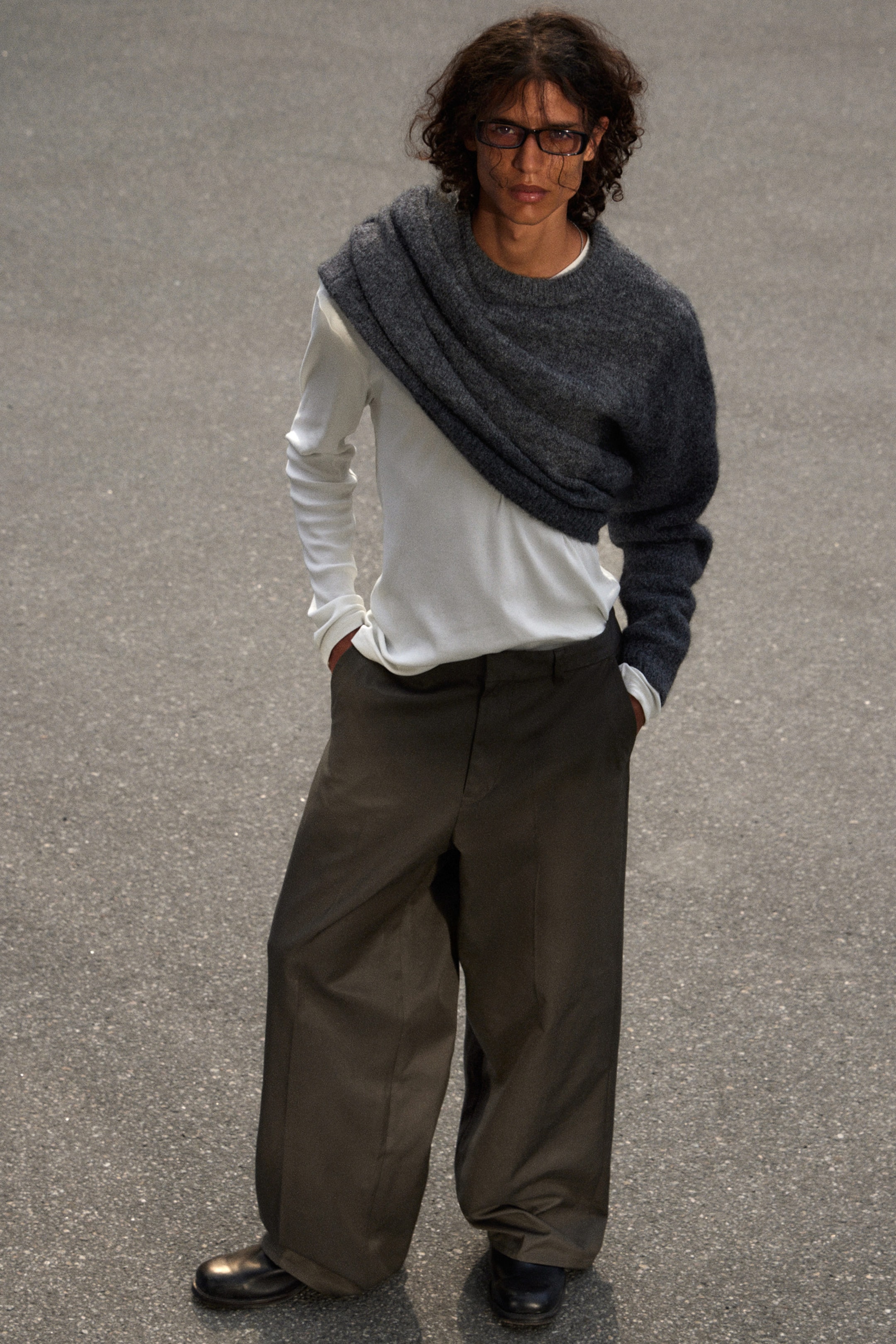 Dark Grey - Emil Oversized Chino Trousers - 1