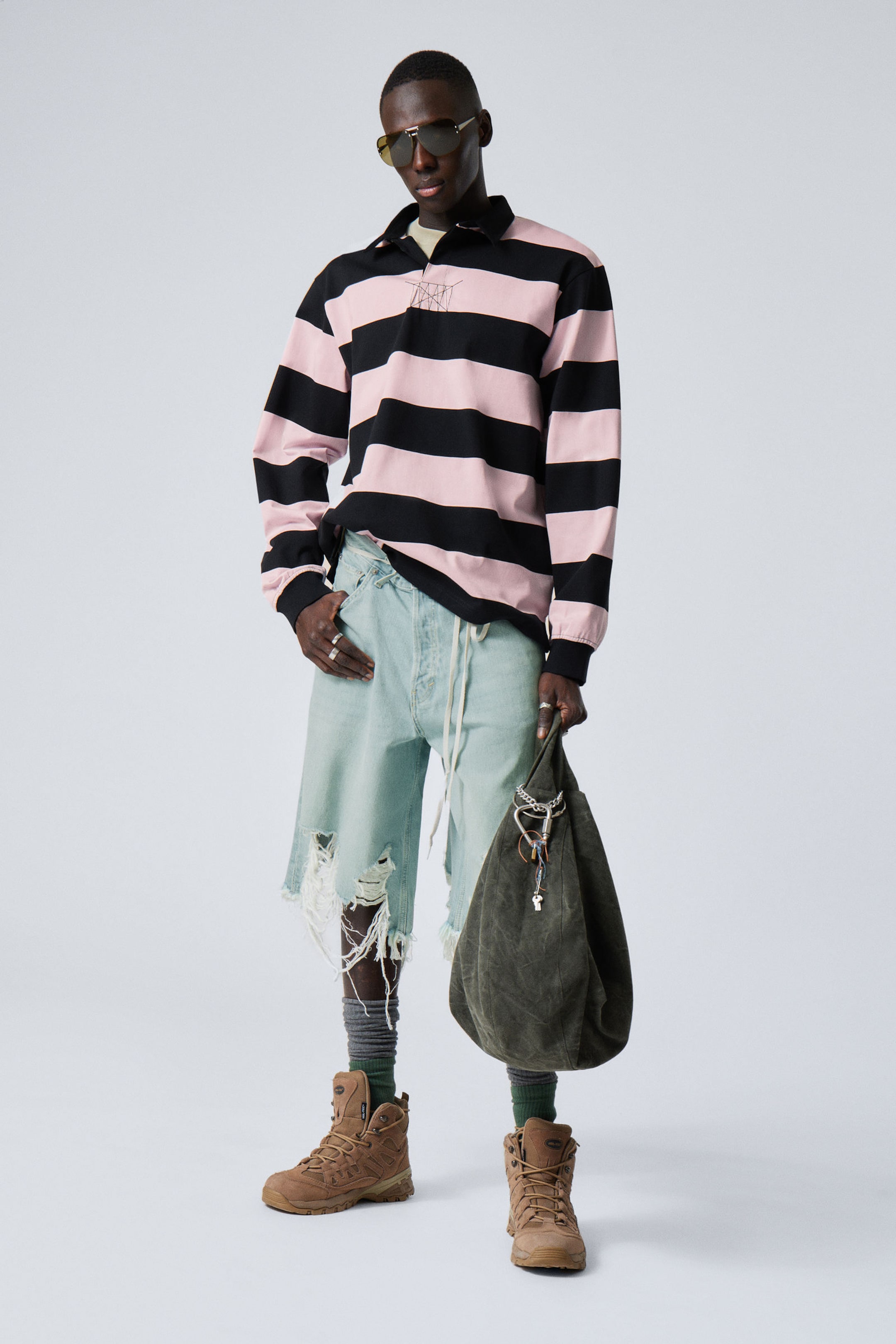 #D4BCCE - Striped Relaxed Fit Rugby Shirt - 1