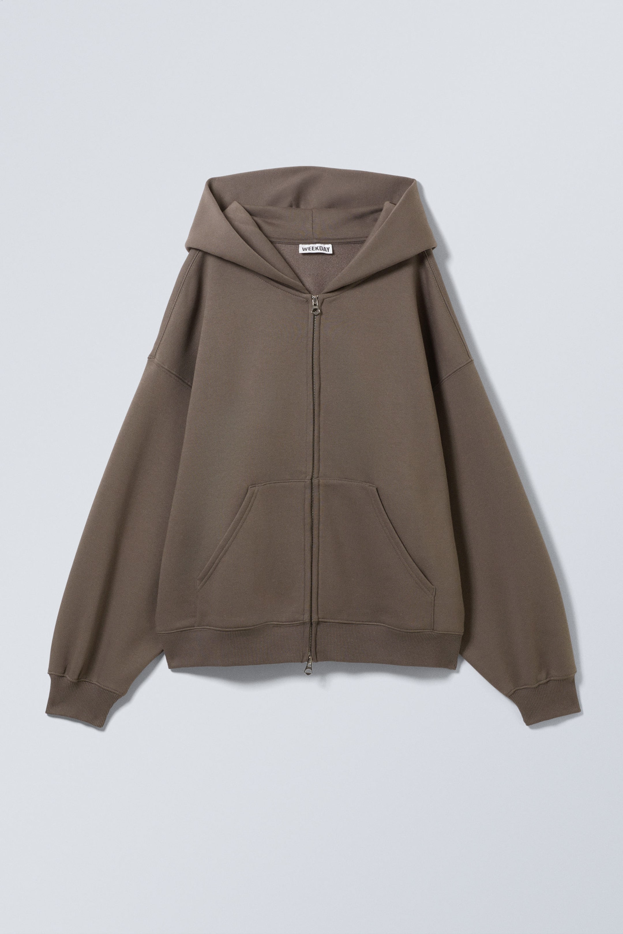 Mörk mullvad - Oversized kraftig hoodie med dragkedja - 4
