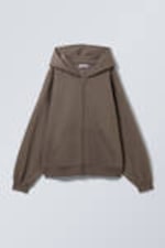 Mörk mullvad - Oversized kraftig hoodie med dragkedja - 4