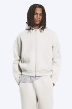 Taupe cendré clair - Sweat à capuche zippé en scuba Simon - 0