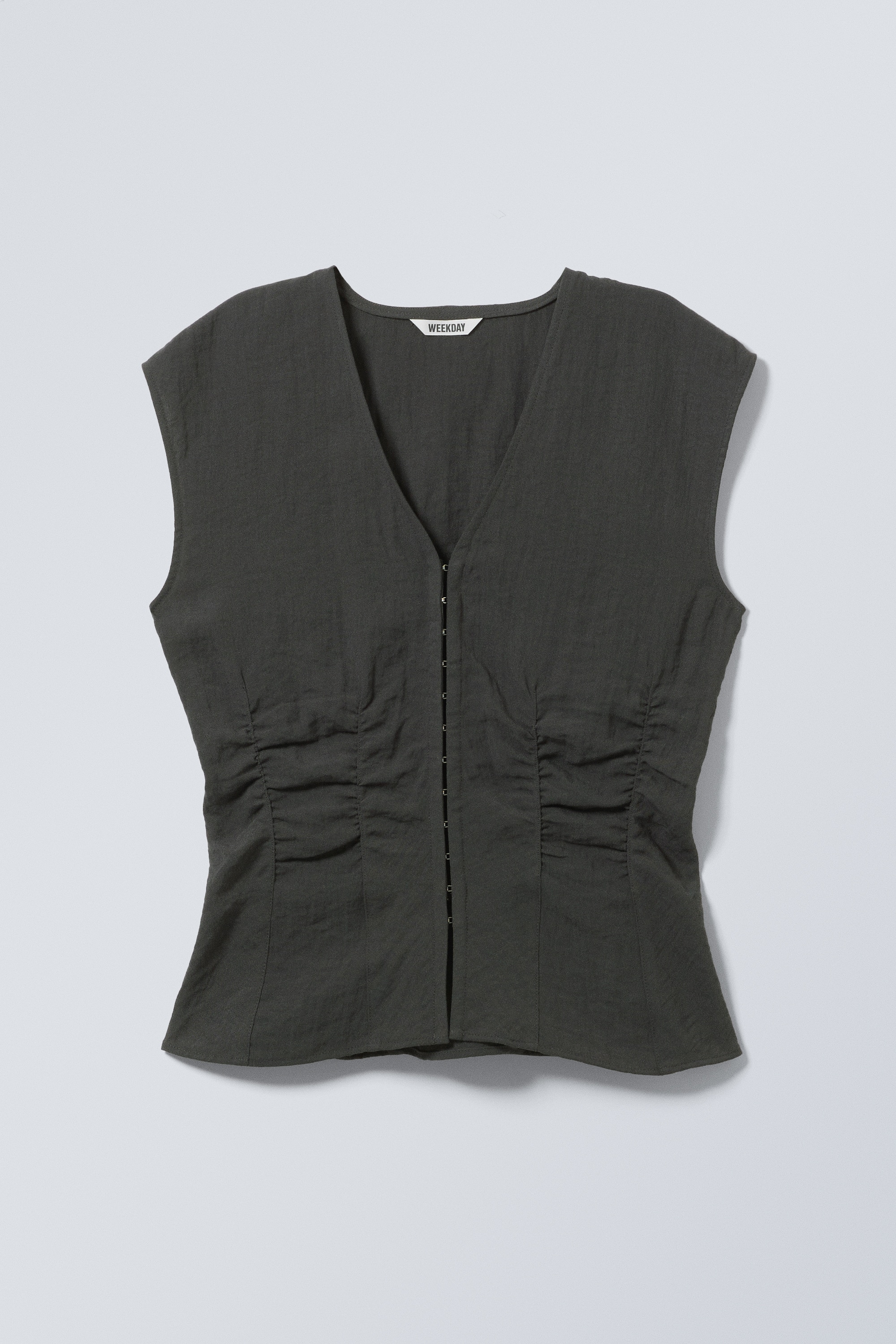 Ärmelloses Knitter-Top - Dunkelgrau/Weiß/Weiß/Schwarz