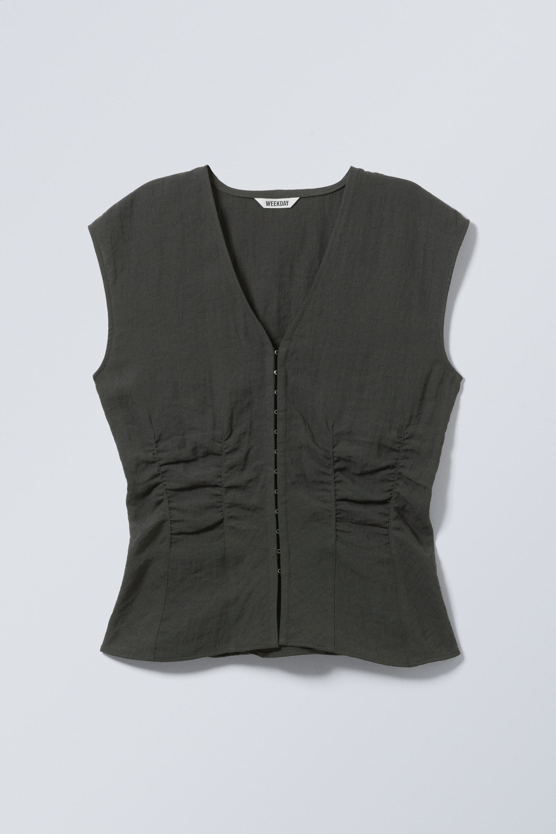 Dark Grey - Sleeveless Crinkle Top - 4