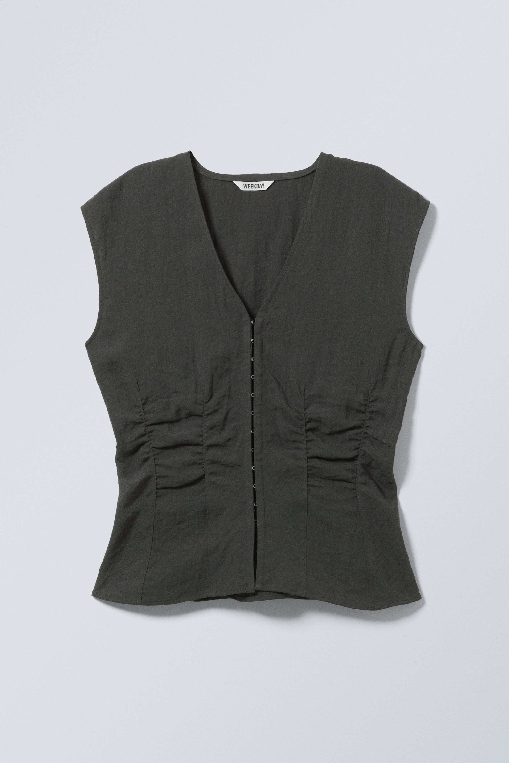 Dark Grey - Sleeveless Crinkle Top - 1