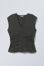 Dunkelgrau - Ärmelloses Knitter-Top - 0