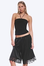 Black - Halterneck Bandeau Top - 0