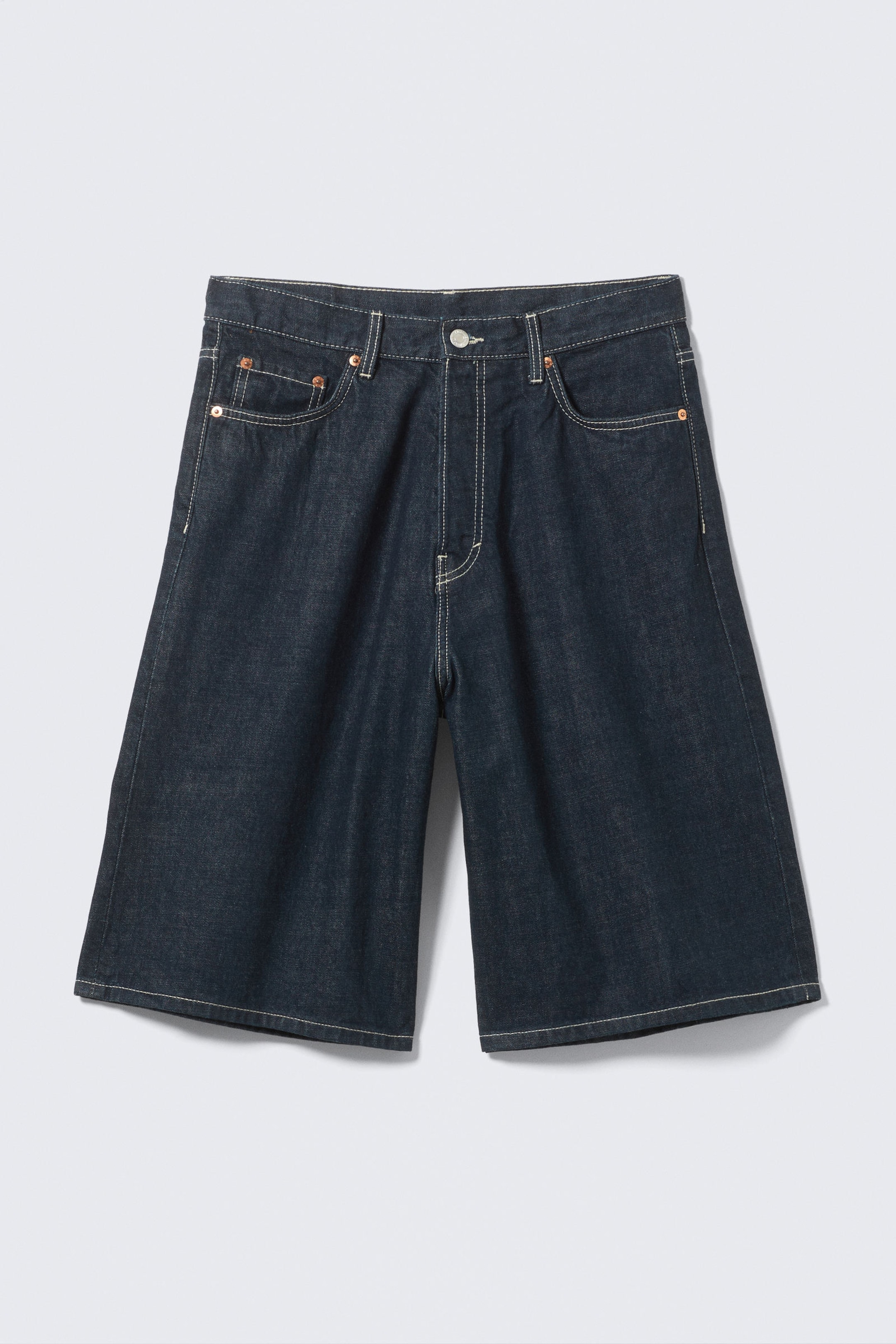 Blue Rinse - Dark Blue - Astro Denim Loose Baggy Shorts - 8